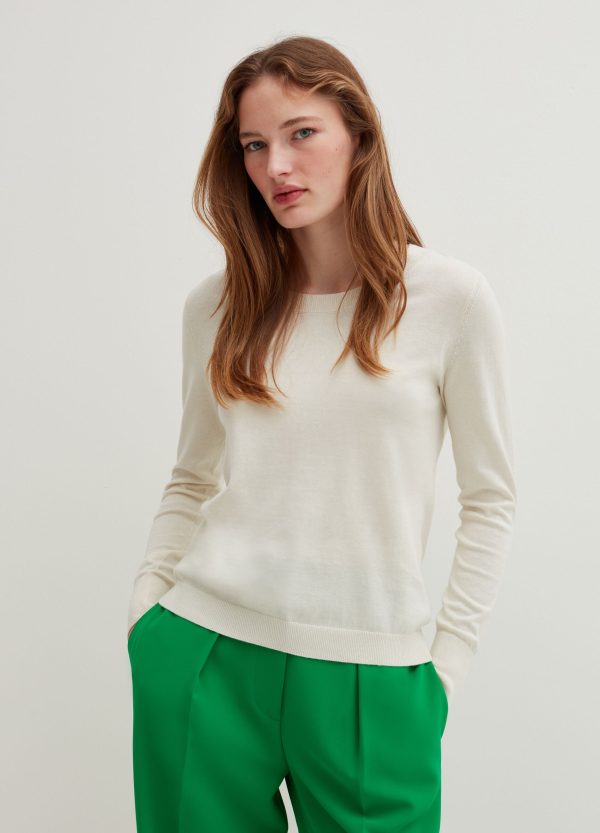Maglia girocollo in seta e cotone