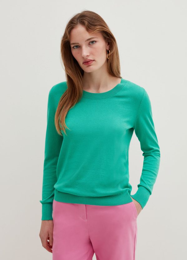Maglia girocollo in seta e cotone