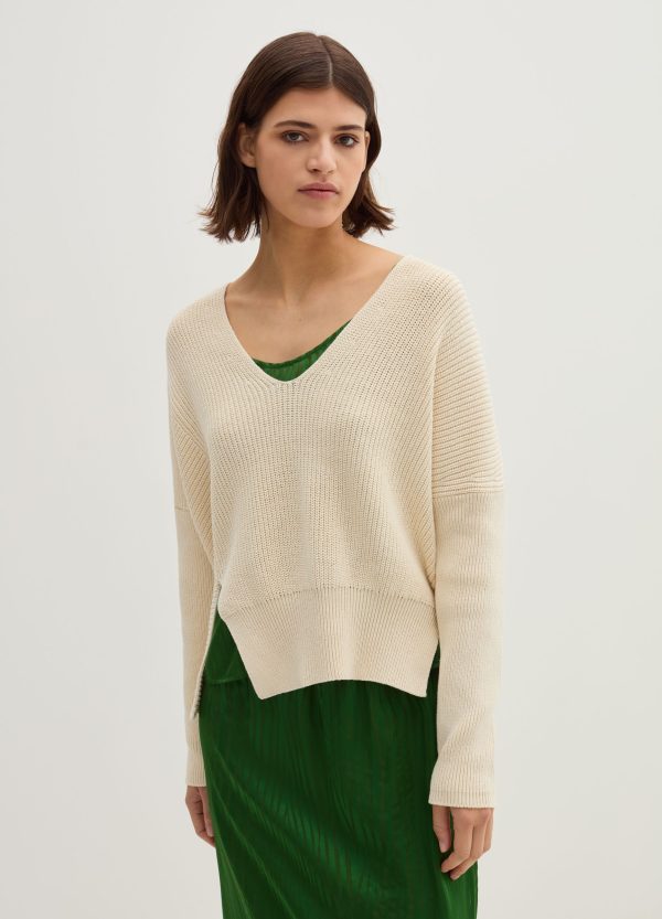 Pullover oversize a coste con spacchi