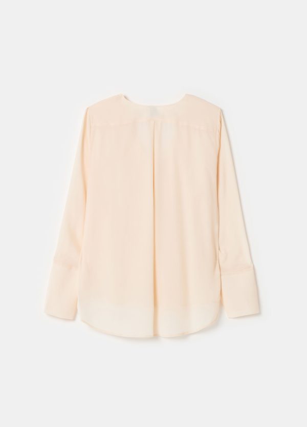 Blusa in crêpe de chine con scollo a V - Image 5