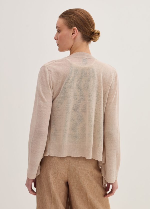 Cardigan aperto in misto lino - Image 3