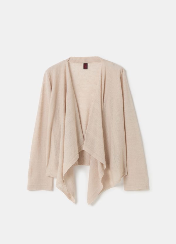 Cardigan aperto in misto lino - Image 4