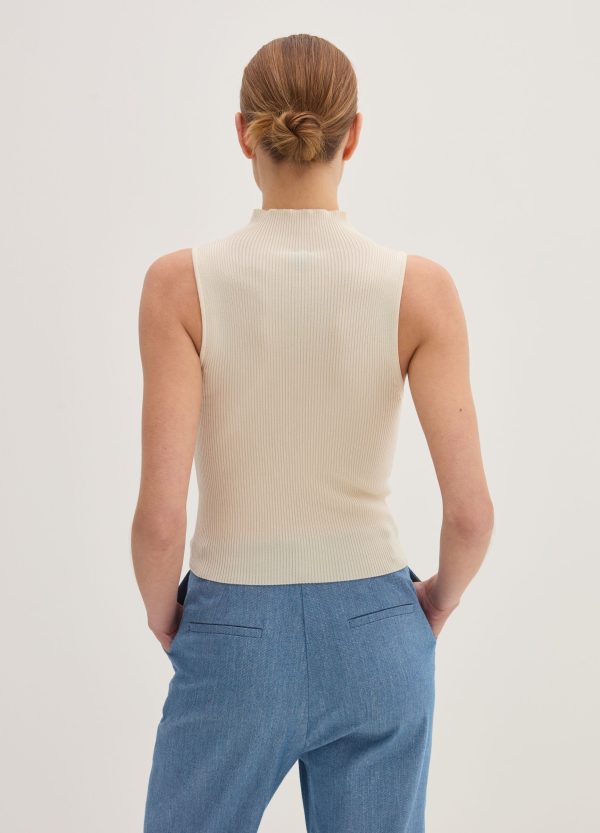 Tank top a coste piatte mock neck - Image 3