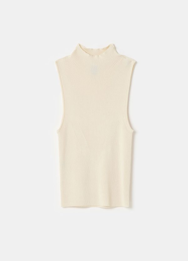 Tank top a coste piatte mock neck - Image 4