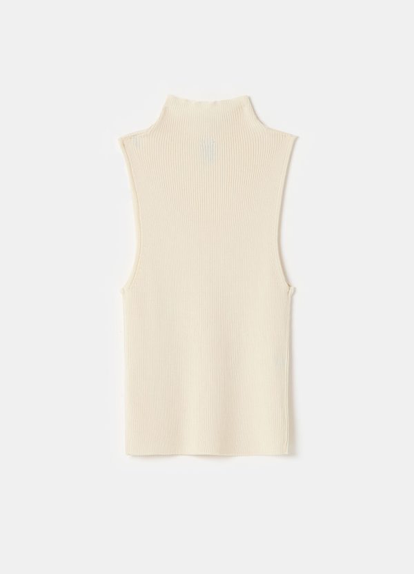 Tank top a coste piatte mock neck - Image 5