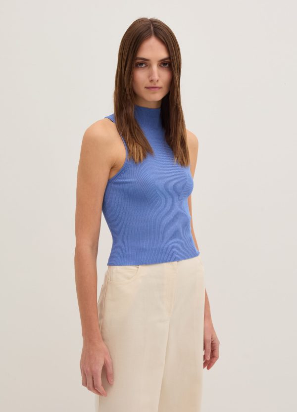 Tank top a coste piatte mock neck - Image 2