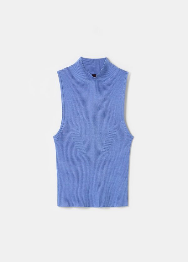 Tank top a coste piatte mock neck - Image 4