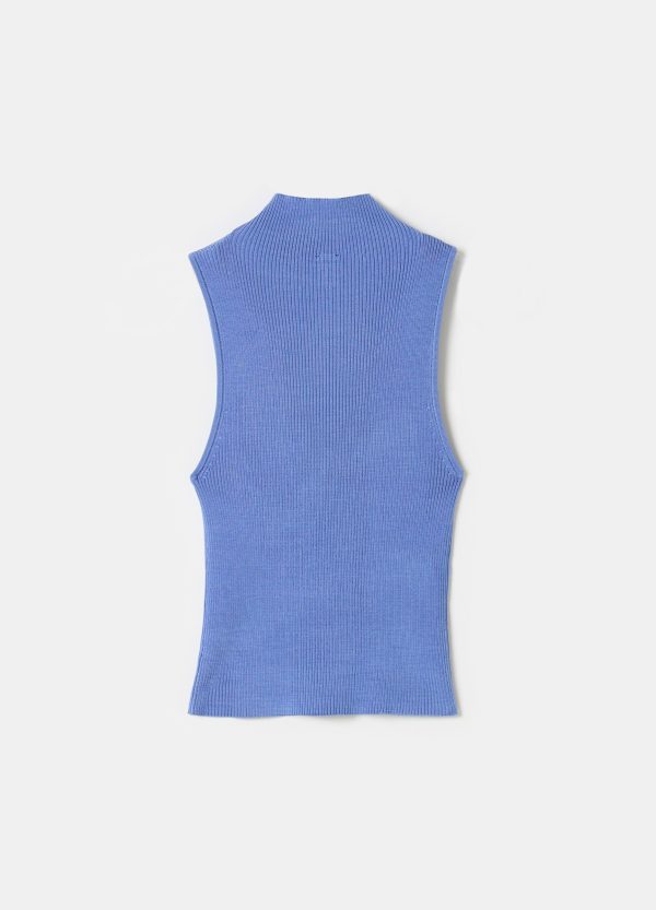 Tank top a coste piatte mock neck - Image 5