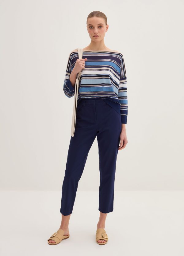 Pantalone crop a sigaretta in twill stretch