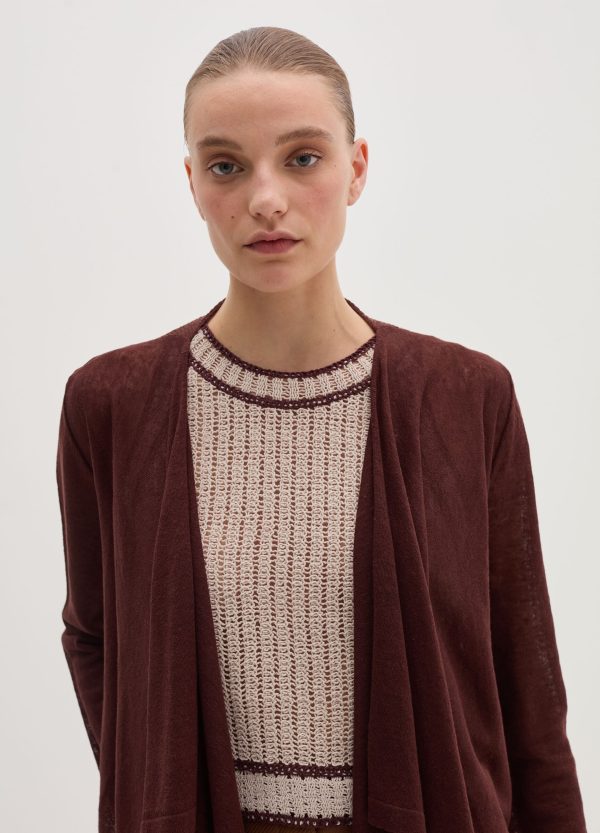 Cardigan aperto in misto lino