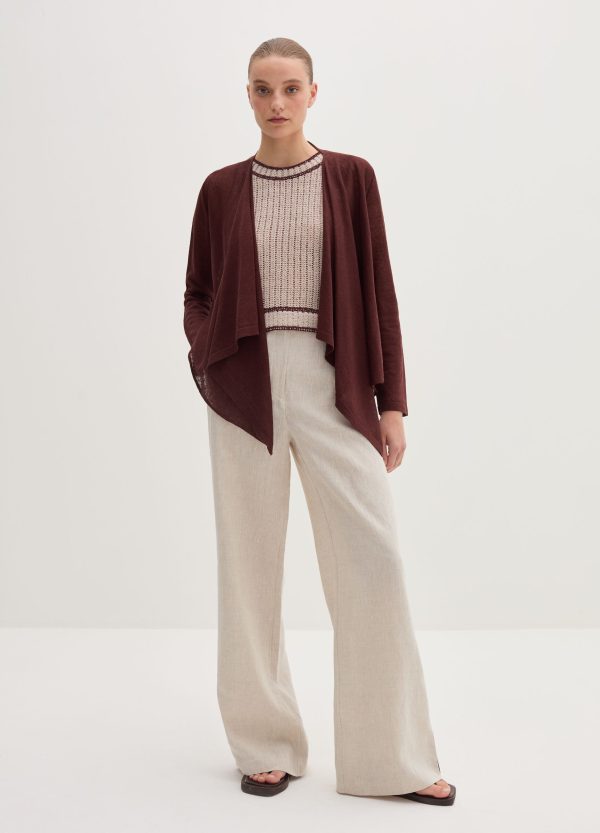 Cardigan aperto in misto lino - Image 3