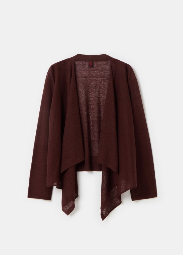 Cardigan aperto in misto lino - Image 4