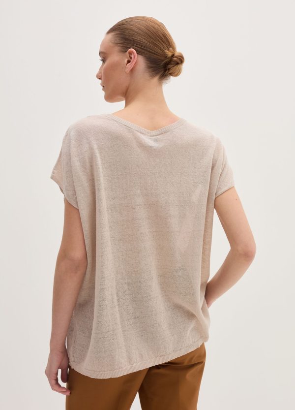 Maglia in misto lino con coulisse - Image 4