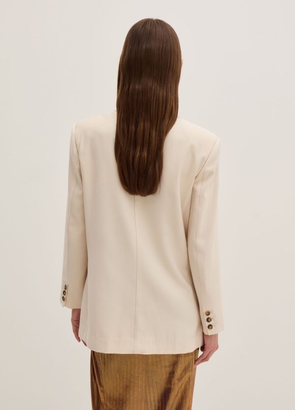 Blazer fluido doppiopetto in twill tecnico - Image 3