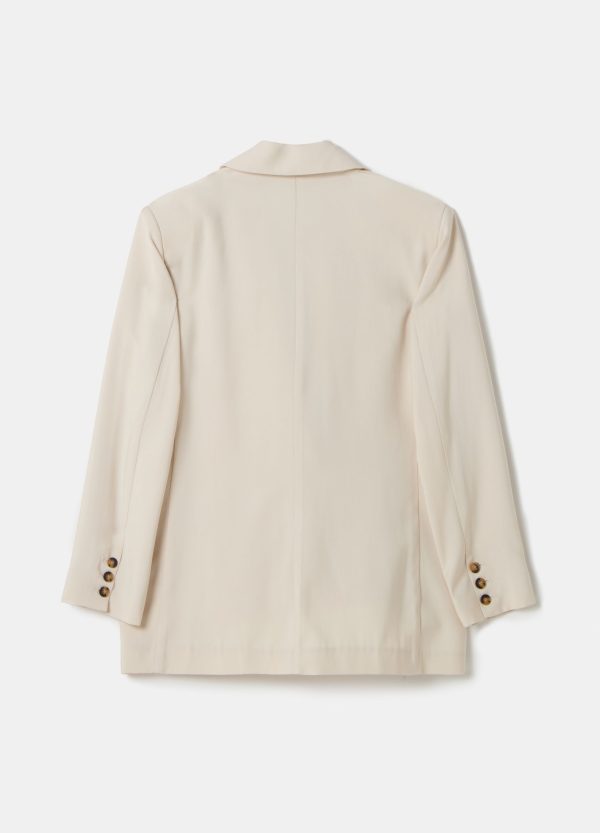 Blazer fluido doppiopetto in twill tecnico - Image 5