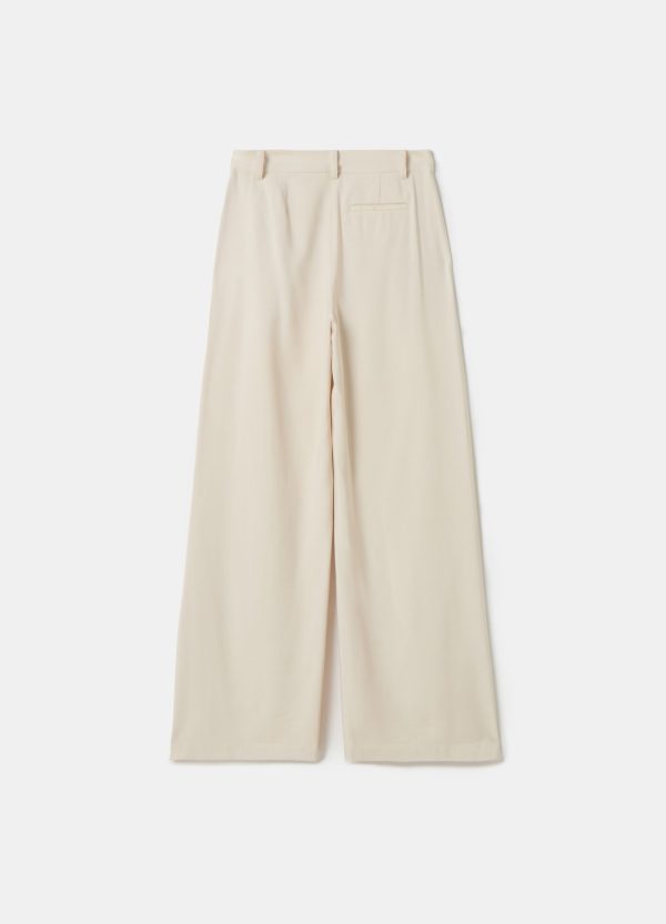 Pantalone palazzo wide leg in twill tecnico - Image 4