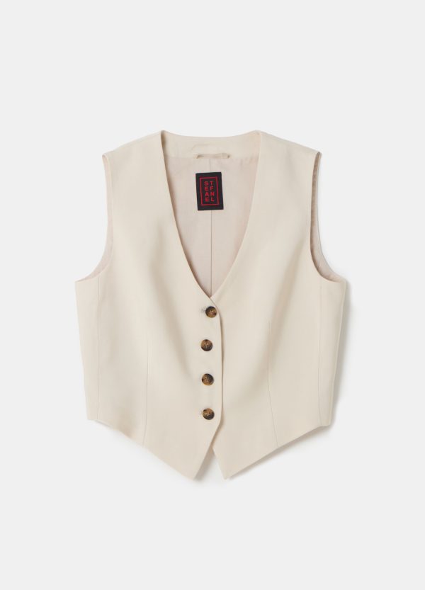 Gilet monopetto in twill tecnico - Image 3