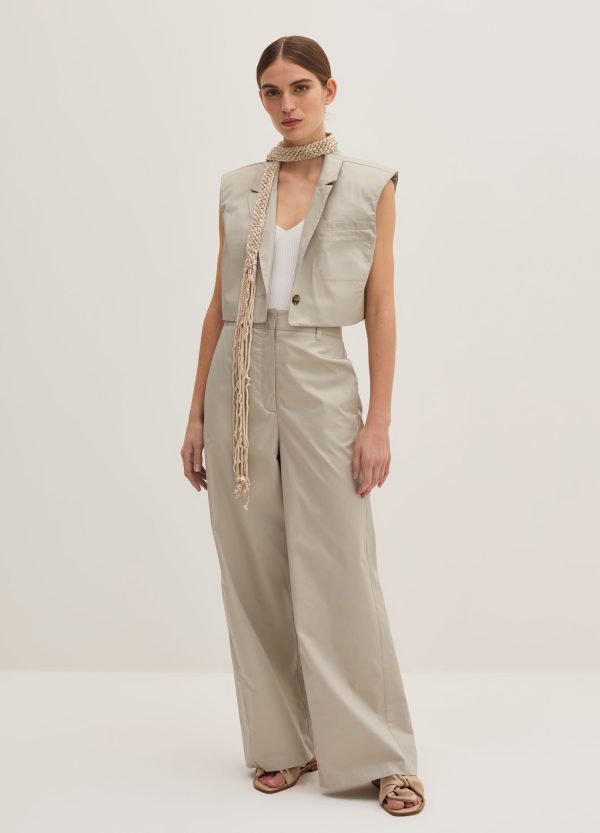Pantalone straight fit in satin