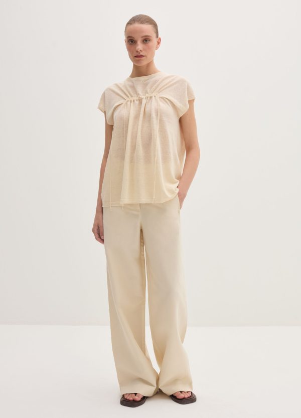Maglia in misto lino con coulisse