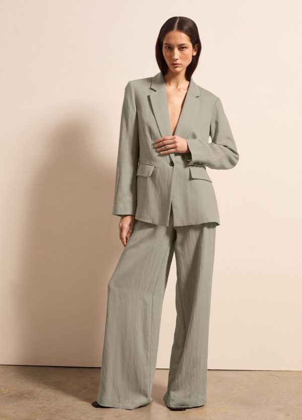 Blazer monopetto in twill con cintura - Image 2