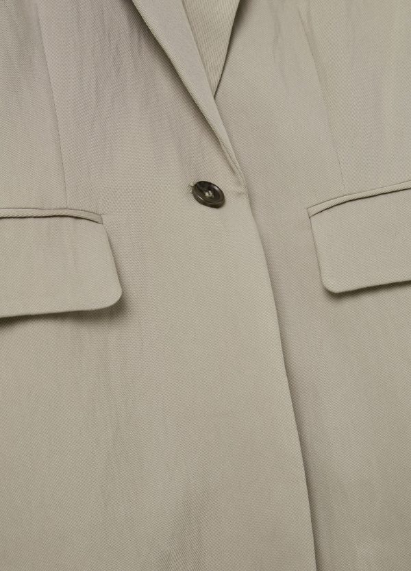 Blazer monopetto in twill con cintura - Image 6