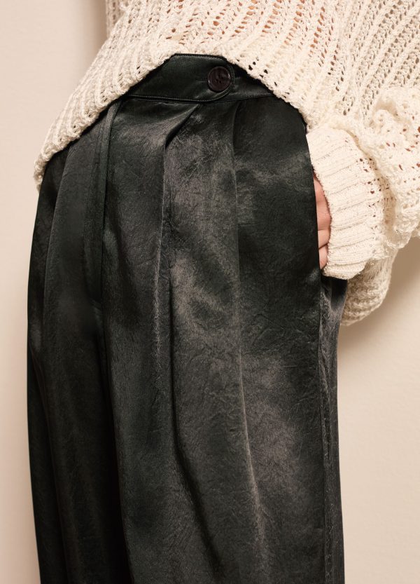Pantalone a gamba larga in satin con pinces - Image 3