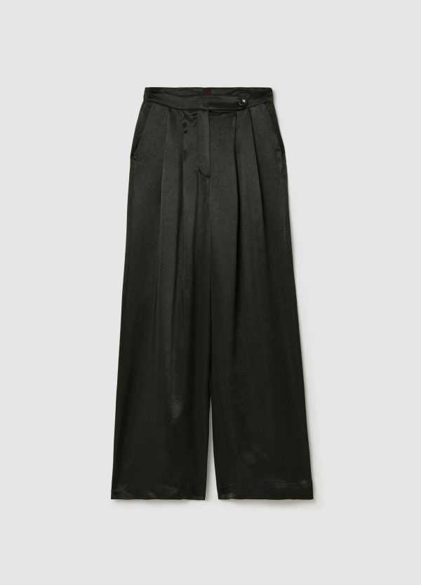 Pantalone a gamba larga in satin con pinces - Image 5