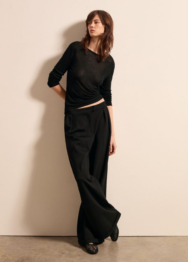 Pantalone palazzo a gamba larga in punto roma