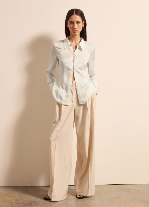 Camicia slim fit in satin di viscosa e seta - Image 2