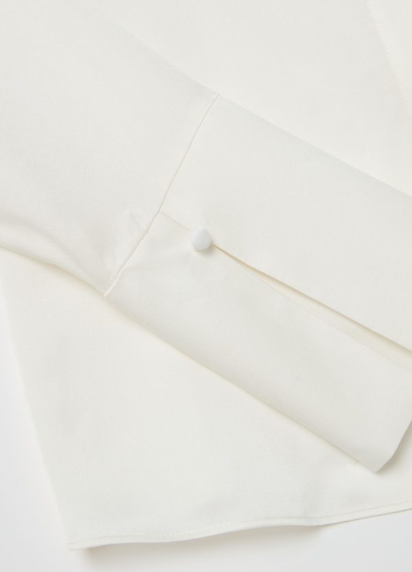 Camicia slim fit in satin di viscosa e seta - Image 6