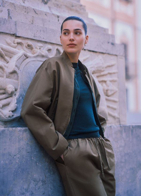 Bomber full-zip effetto satin