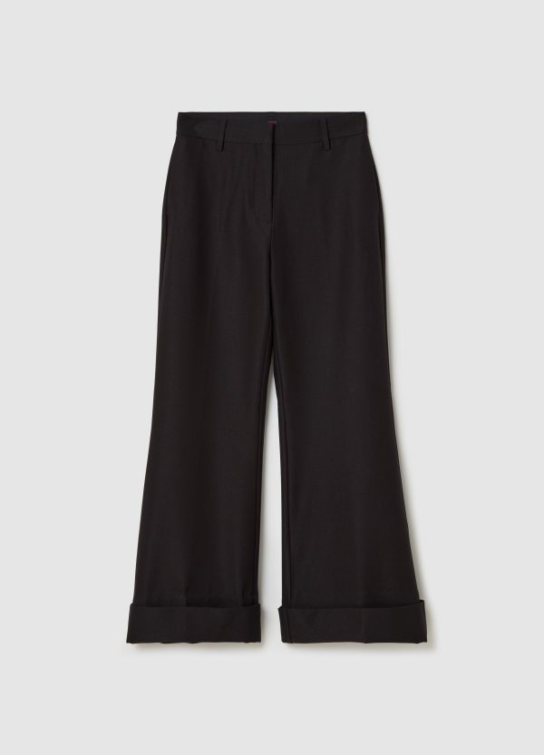 Pantalone flare fit con risvolti - Image 5