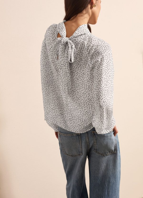 Blusa in georgette a pois con foulard - Image 2