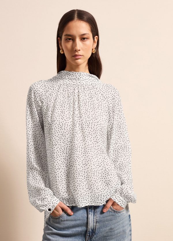 Blusa in georgette a pois con foulard - Image 3