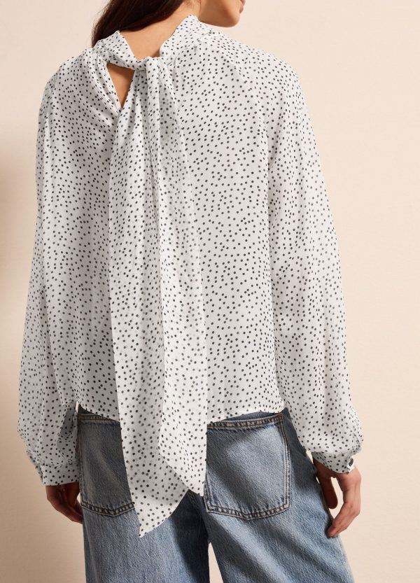 Blusa in georgette a pois con foulard - Image 4