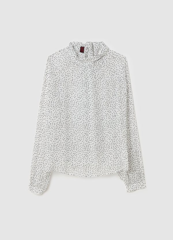 Blusa in georgette a pois con foulard - Image 5