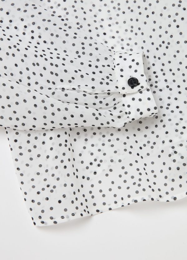 Blusa in georgette a pois con foulard - Image 6