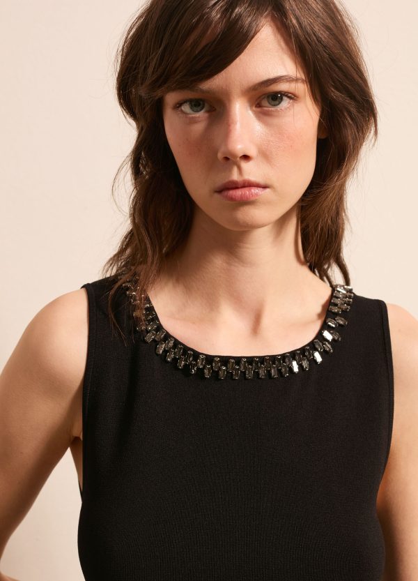Vestito midi tricot con applicazione gioiello - Image 3