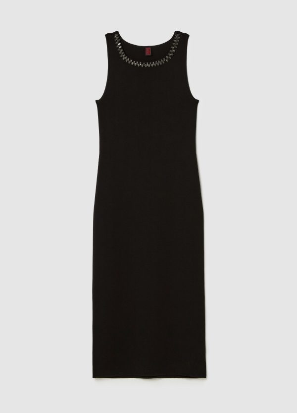 Vestito midi tricot con applicazione gioiello - Image 5