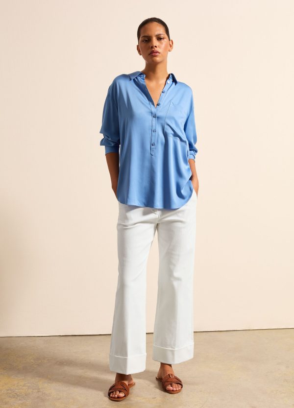 Camicia in satin scollo a polo - Image 2