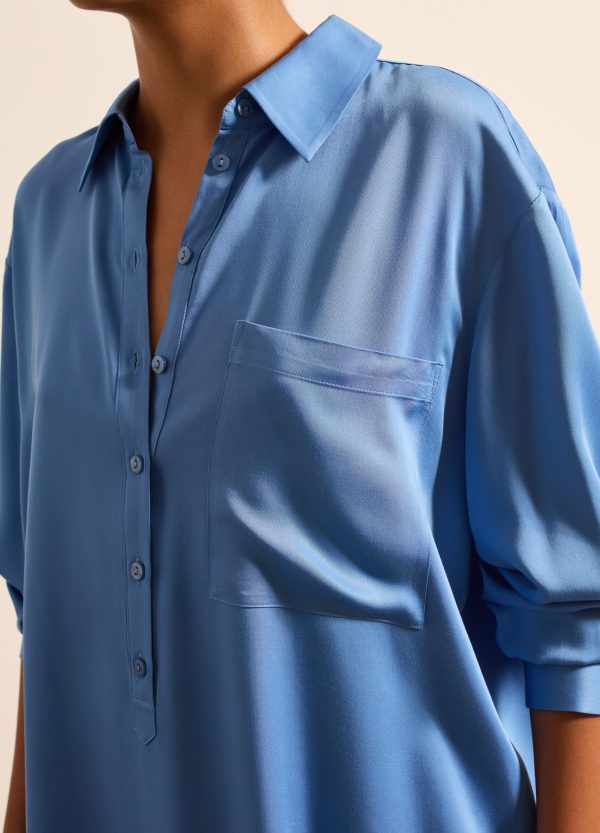 Camicia in satin scollo a polo - Image 3