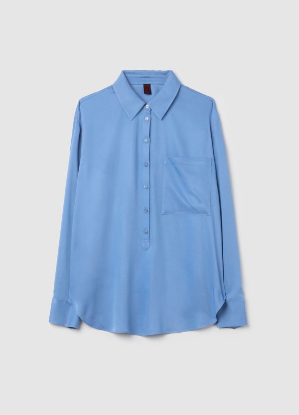 Camicia in satin scollo a polo - Image 5