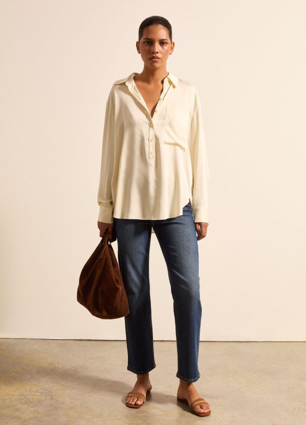 Camicia in satin scollo a polo - Image 2
