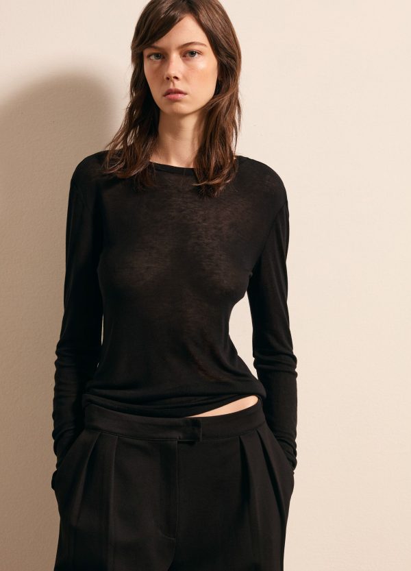 T-shirt a maniche lunghe in Lyocell, seta e lana - Image 3