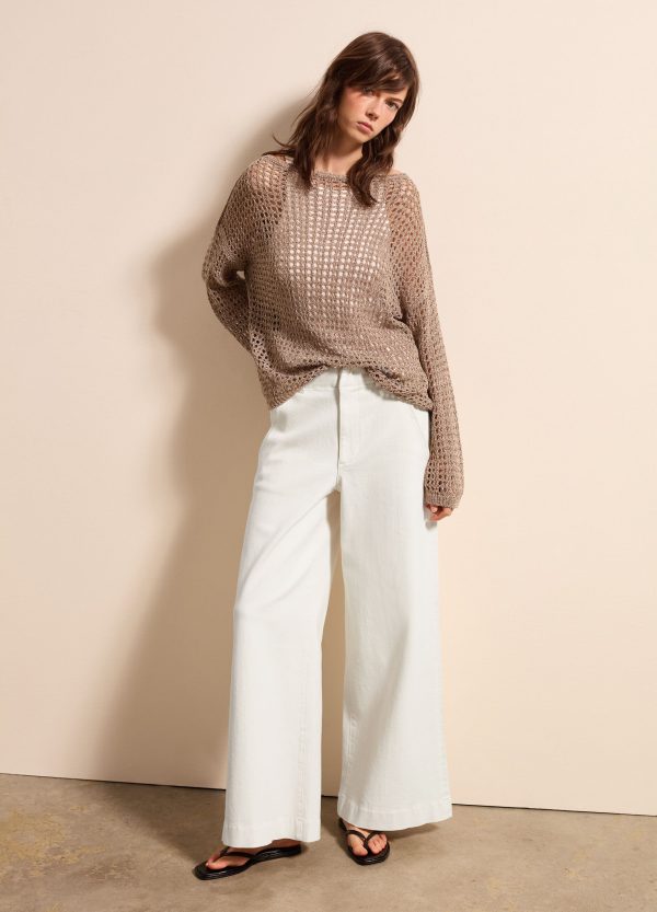 Maglia traforata con micro paillettes