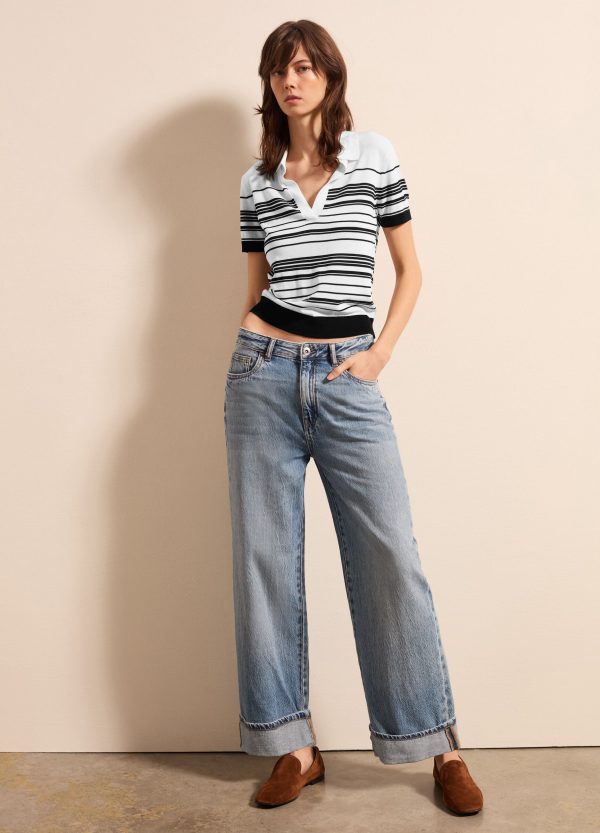 Maglia a righe con scollo a polo - Image 2