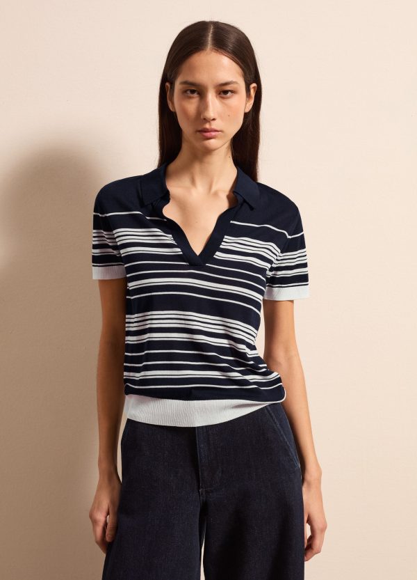 Maglia a righe con scollo a polo - Image 3