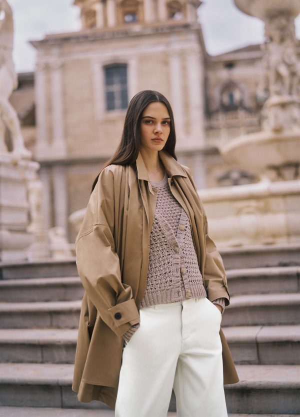 Cardigan traforato con motivo a intreccio