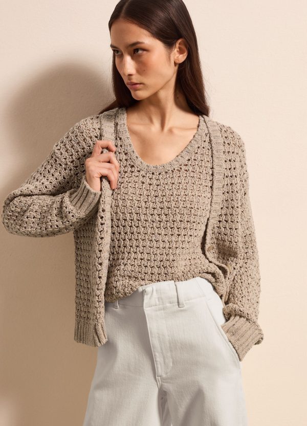 Cardigan traforato con motivo a intreccio - Image 5
