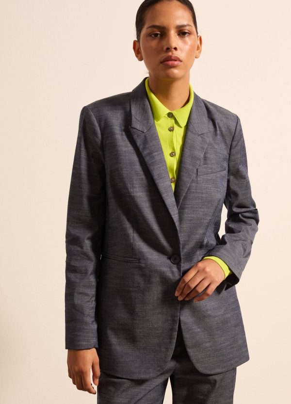 Blazer monopetto effetto denim